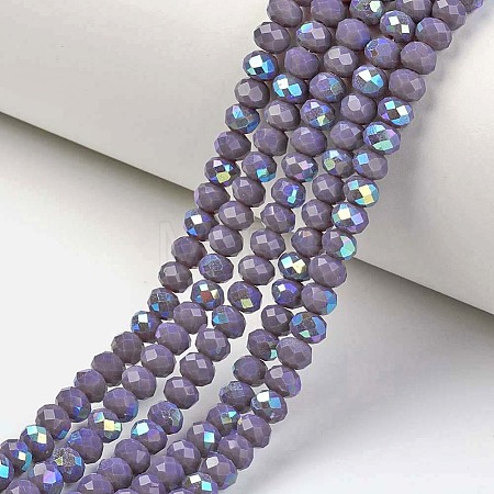 Electroplate Opaque Solid Color Glass Beads Strands EGLA-A034-P1mm-L10-1