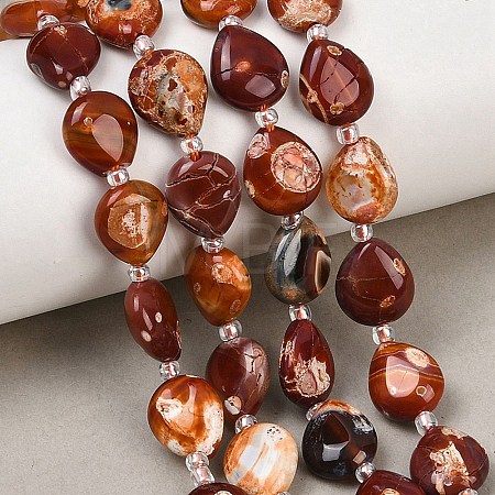 Natural Fire Crackle Agate Beads Strands G-K393-E01-10x12-1
