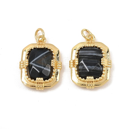 Natural Black Agate Faceted Pendants GG-CBA4154-02G-01-1