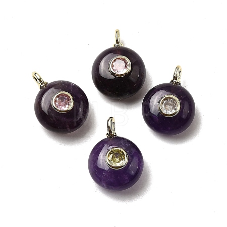 Natural Amethyst Flat Round Pendants G-H318-01G-A-05-1