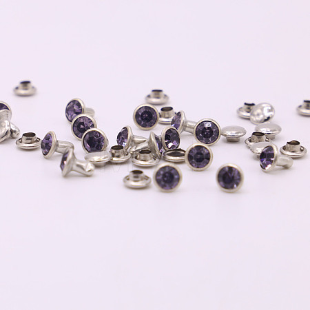 Brass Rhinestone Rivets KK-WH0035-12E-1