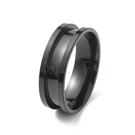 201 Stainless Steel Grooved Finger Ring RJEW-WH0004-32G-EB-1