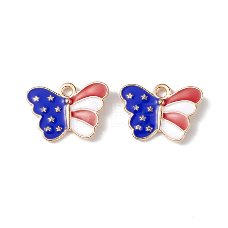 American Flag Style Alloy Enamel Pendants ENAM-K067-41-1