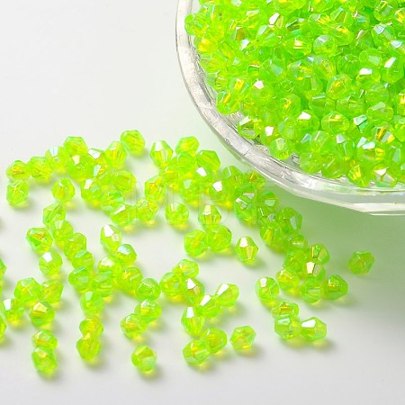 Bicone AB Color Plated Eco-Friendly Transparent Acrylic Beads TACR-A003-4mm-35-1