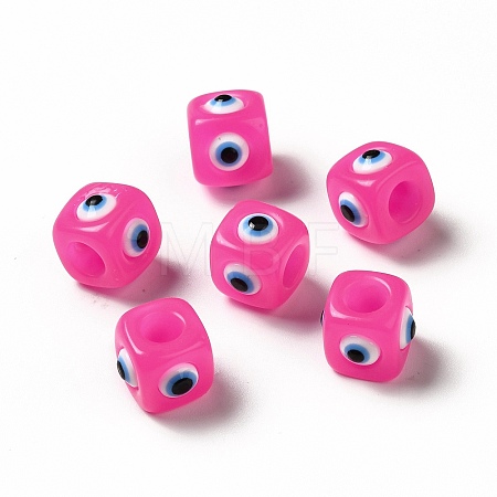 Resin Evil Eye European Beads RESI-A021-05-1