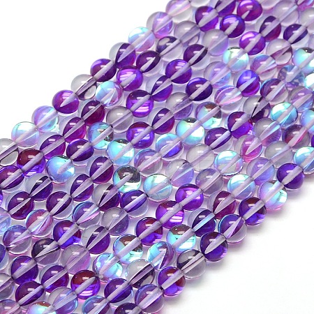 Synthetic Moonstone Beads Strands G-F143-10mm-05-1