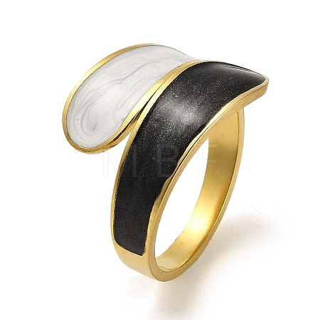 304 Stainless Steel Teardrop Open Cuff Ring RJEW-M160-01G-1