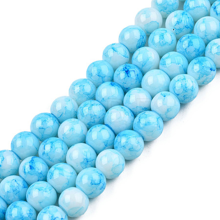 Spray Painted Glass Bead Strands GLAA-R139-8mm-10-1