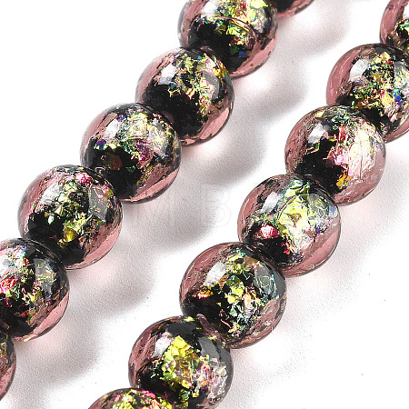 Handmade Foil Lampwork Beads Strands FOIL-K003-06B-18-1