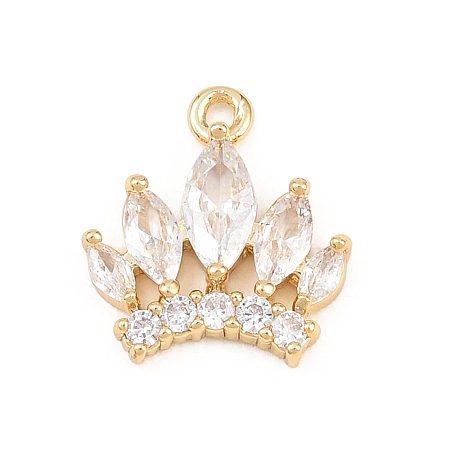 Brass Micro Pave Clear Cubic Zirconia Pendants KK-D225-07G-1