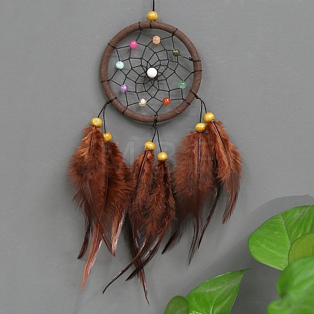 Plastic Woven Net/Web with Feather Pendant Decorations PW23011187344-1