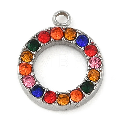 304 Stainless Steel Rhinestone Pendants STAS-S131-04P-02-1