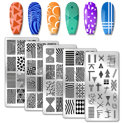 Stainless Steel DIY Nail Art Templates MRMJ-WH0098-002-1