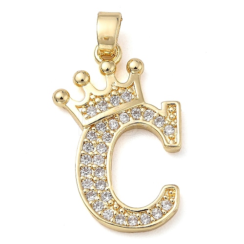 Rack Plating Brass Micro Pave Cubic Zirconia Pendants KK-D535-01C-RS-1