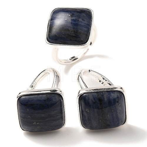 Natural Sodalite Adjustable Rings RJEW-H240-01S-15-1