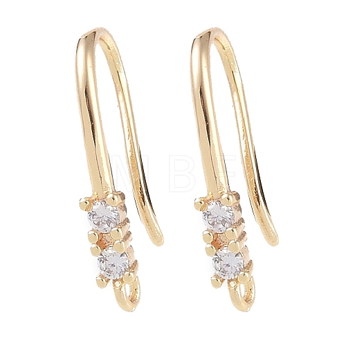 Brass Micro Pave Cubic Zirconia Earring Hooks KK-U008-12G-1