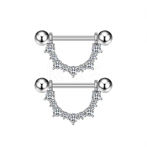 304 Stainless Steel Cubic Zirconia Nipple Stirrup WG0A897-04-1