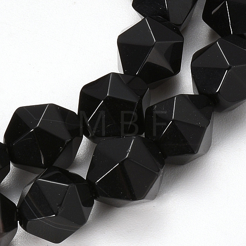 Natural Black Onyx Beads Strands G-Q468-90-8mm-1