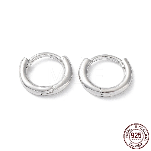 Rhodium Plated 925 Sterling Silver Huggie Hoop Earrings X-EJEW-K258-19A-P-1