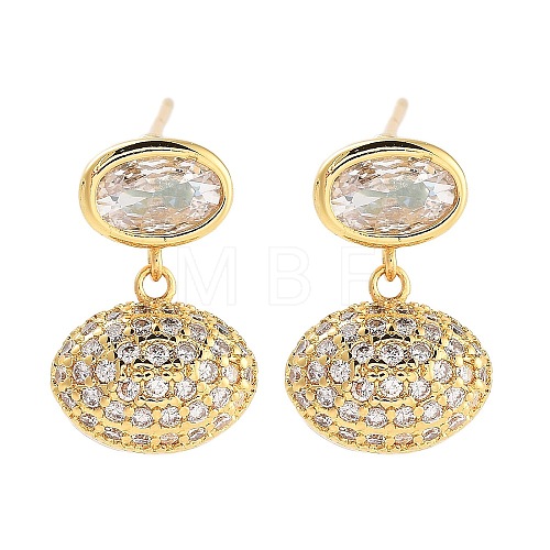 Rack Plating Oval Brass Stud Earrings EJEW-N055-46G-RS-1