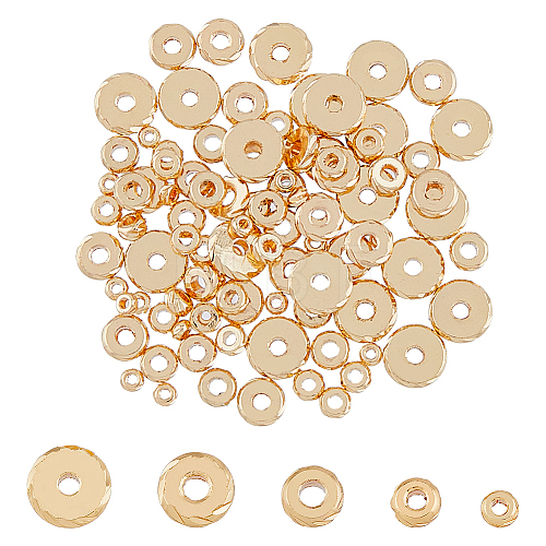 100Pcs 5 Style Brass Beads KK-FH0005-35G-1