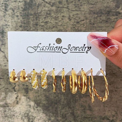 Twist Wave Alloy Stud Earrings AJEW-PW0005-33A-1