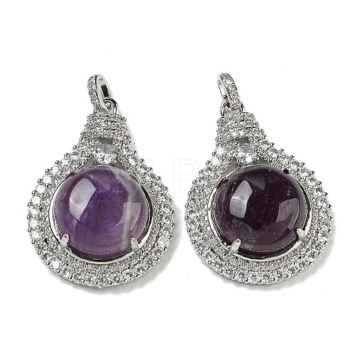 Natural Amethyst with Clear Cubic Zirconia Pendants G-G133-01P-19-1