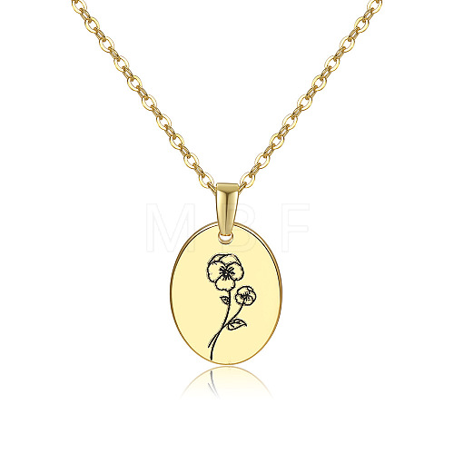 Brass Birth Month Flower Pendant Necklace HUDU-PW0001-034B-1-1