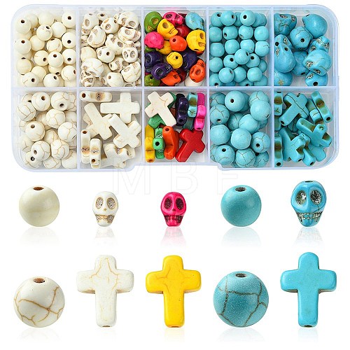 10 Styles Synthetic Turquoise Beads G-FS0005-75-1