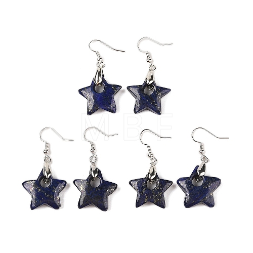 Natutal Dyed Lapis Lazuli Dangle Earrings EJEW-F343-C05-1