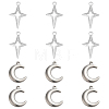 12Pcs 2 Style 304 Stainless Steel Pendants STAS-UN0042-13-1