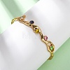 304 Stainless Steel Rhinestone Cuff Bangles for Women BJEW-L610-23G-1