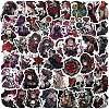 50Pcs PVC Self-Adhesive Gothic Rose Girl Horror Skull Sticker PW-WGAA076-01-1