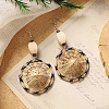 Bohemian Wood & Rattan Wood Woven Dangle Earrings WG21945-04-1