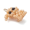 Glass Seed Beaded Dog Pendans PALLOY-MZ01223-01-3