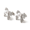 Brass Micro Pave Cubic Zirconia Stud Earrings for Women EJEW-M251-05P-1