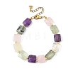 Square Natural Rose Quartz & Quartz Crystal & Citrine & Peridot & Amethyst Beaded Bracelets for Women BJEW-JB13782-3