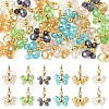 24Pcs 6 Styles Electroplate Glass with Brass Pendants PALLOY-YW00208-1