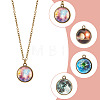 4Pcs 4 Style Luminous Glass Round Planet Pendant Necklaces Set NJEW-FI0001-02-3