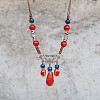 Bohemian Bohemian Alloy with Porcelain Teardrop Bead Tassel Pendant Adjustable Necklaces FS-WG3E161-01-1