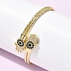 Brass Micro Pave Cubic Zirconia Cuff Bangles for Women BJEW-F526-08G-1