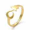Ion Plating(IP) 304 Stainless Steel Star and Moon Adjustable Ring for Women RJEW-B027-15G-1