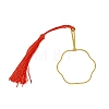 Chinese Ancient Hand Fan Shape Brass Wire Wrap Metal Bookmark with Tassel for Book Lover AJEW-WH0034-44-2