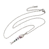 201 Stainless Steel Pave Colorful Cubic Zirconia Fish Bone Pendant Necklaces for Women NJEW-C111-02B-P-4
