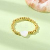 Natural Shell & TOHO Round Seed Braided Bead Style Finger Ring RJEW-JR00599-02-2