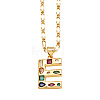 Brass Pave Colorful Cubic Zirconia Initial Pendant Necklaces FS-WG26597-05-1