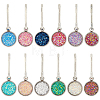 12Pcs Flat Round Alloy Resin Zipper Pulls Charms FIND-CY0002-31-7