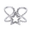 304 Stainless Steel Star Open Cuff Ring RJEW-T023-05P-1