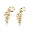 Brass Micro Pave Clear Cubic Zirconia Charms ZIRC-L092-01-G-1