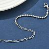 304 Stainless Steel Paperclip Chain & Rhinestone Cup Chains  Bracelets for Women BJEW-D456-06P-3